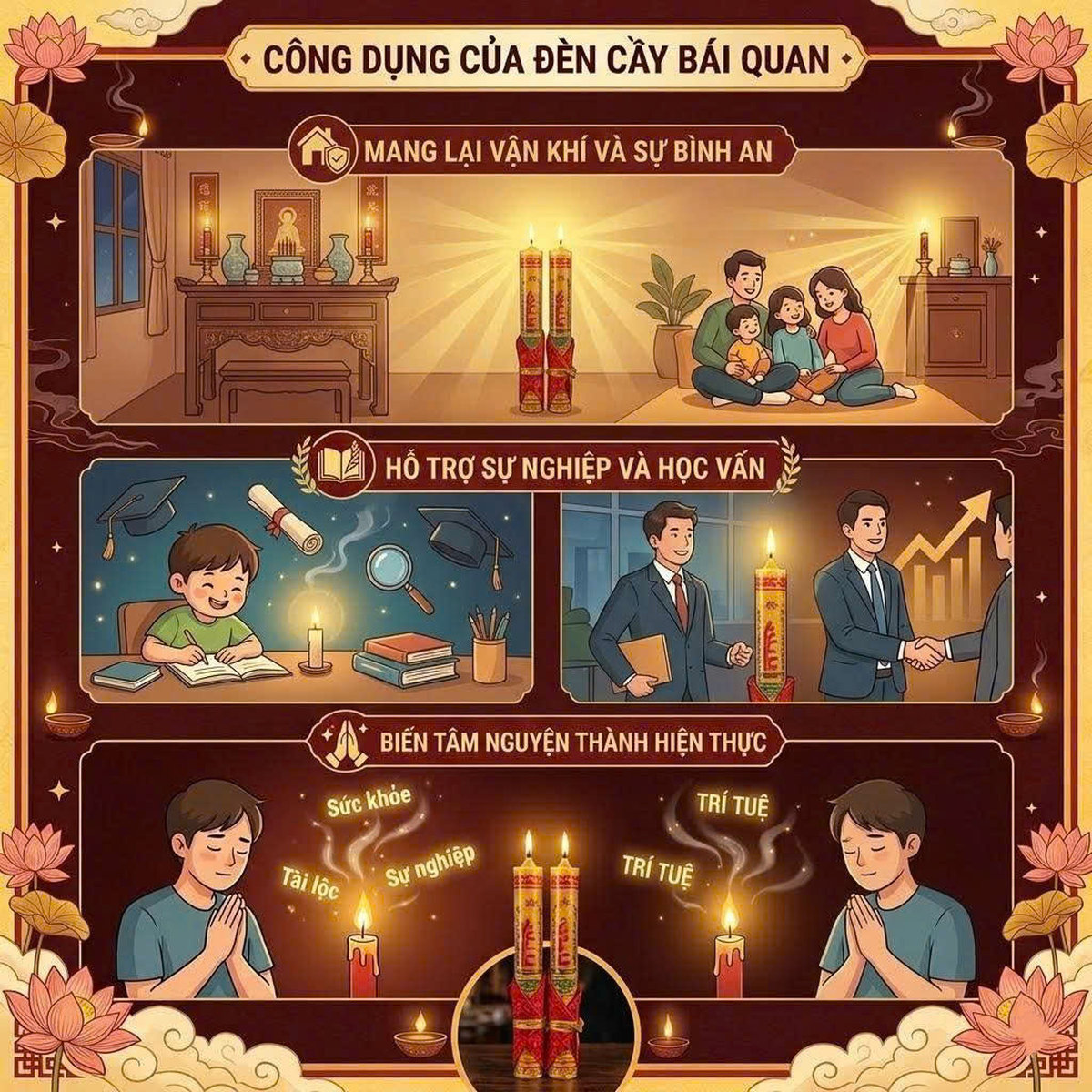 Cách cầu nguyện cặp đèn cầy bái quan