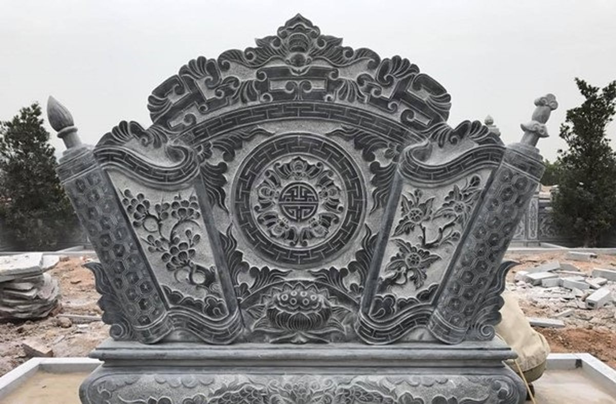 Bình phong đá hoa sen