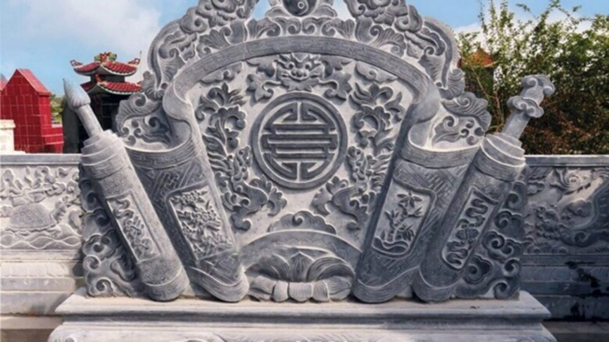 Bình phong đá họa tiết