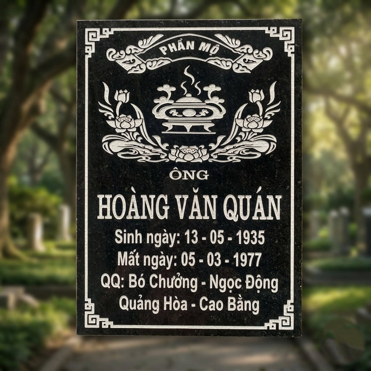 Bia mộ đạt chuẩn hoàn thiện, chất lượng cao