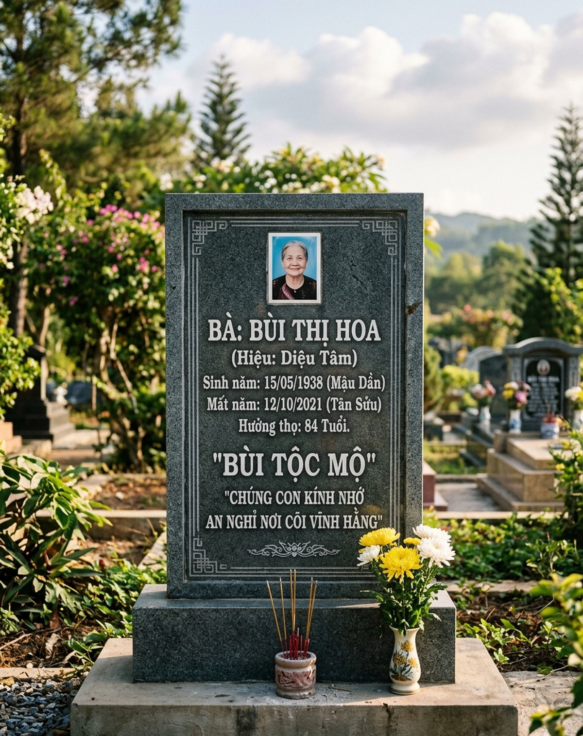 Bia mộ đạt chuẩn phong thủy, tinh tế