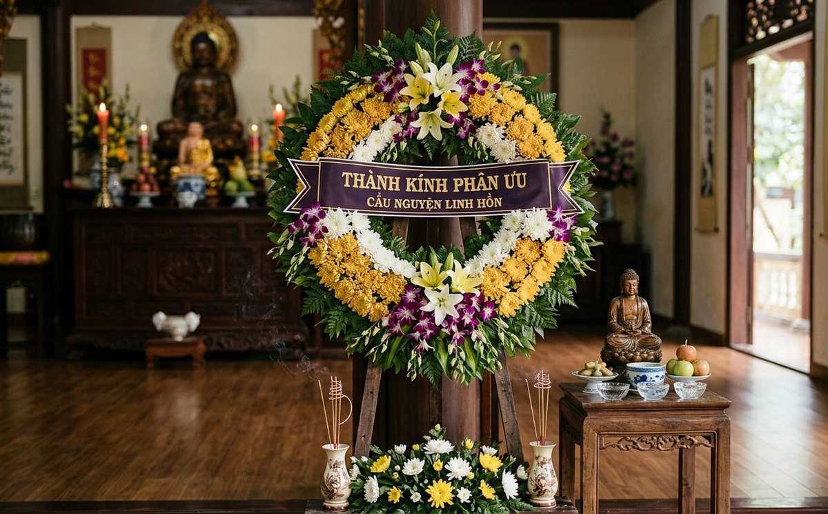 Đặt vòng hoa chia buồn