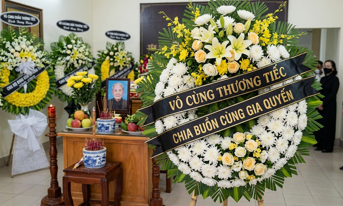 Hình ảnh vòng hoa chia buồn đám tang