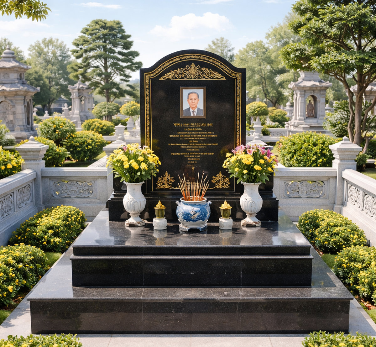 Thiết kế bia mộ đạt chuẩn trang trọng, chuẩn phong thủy