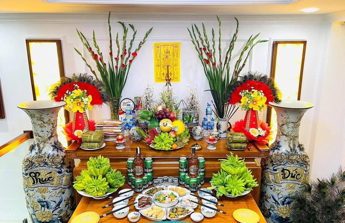 cách bày trang trí bàn thờ ngày tết 