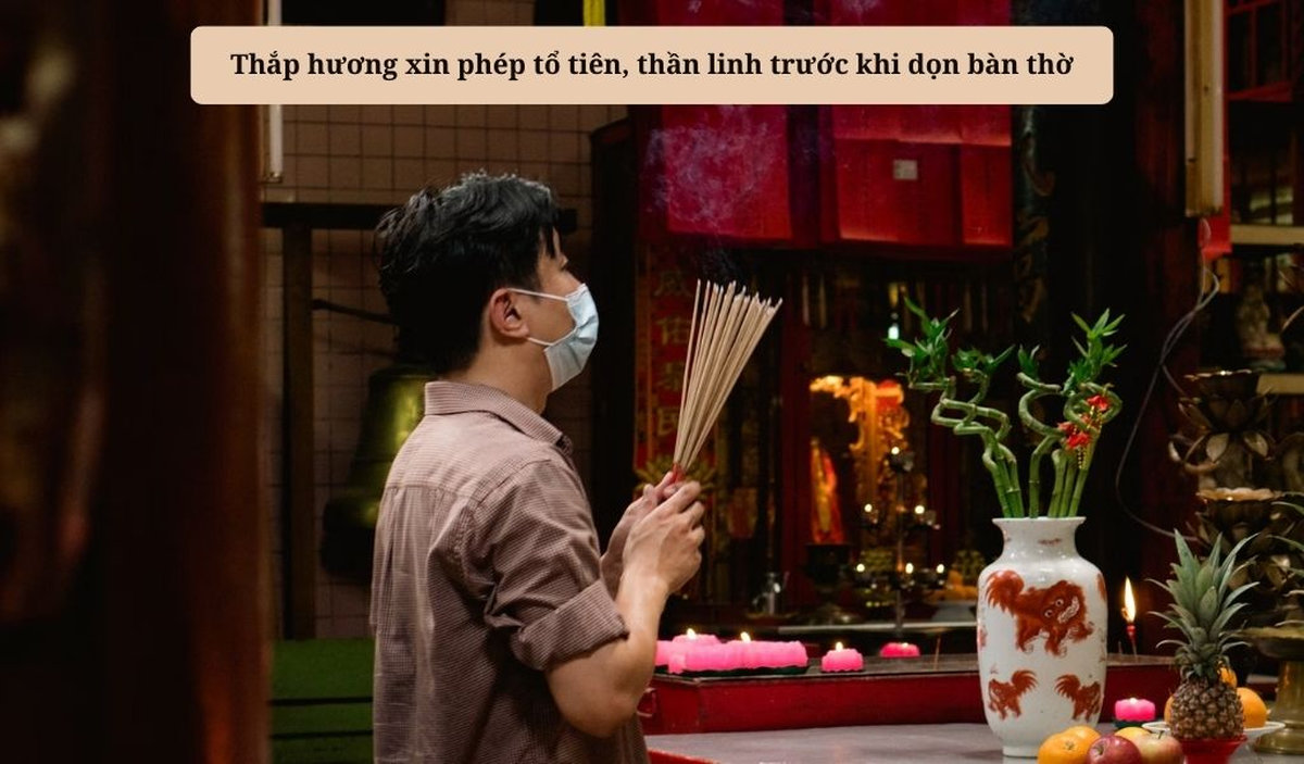 thắp hương dọn dẹp bàn thờ đón tết