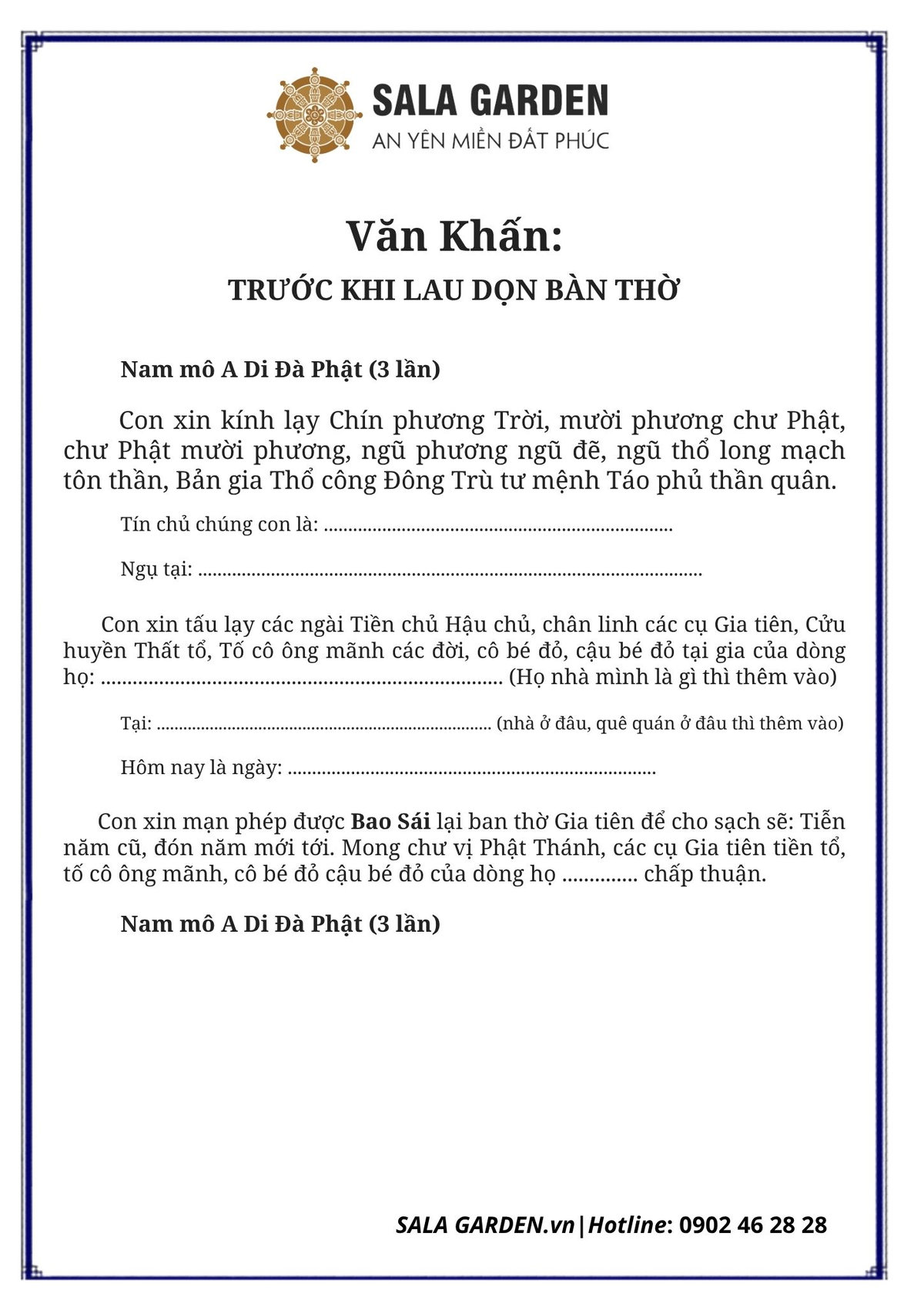 Văn khấn lau dọn bàn thờ đón tết