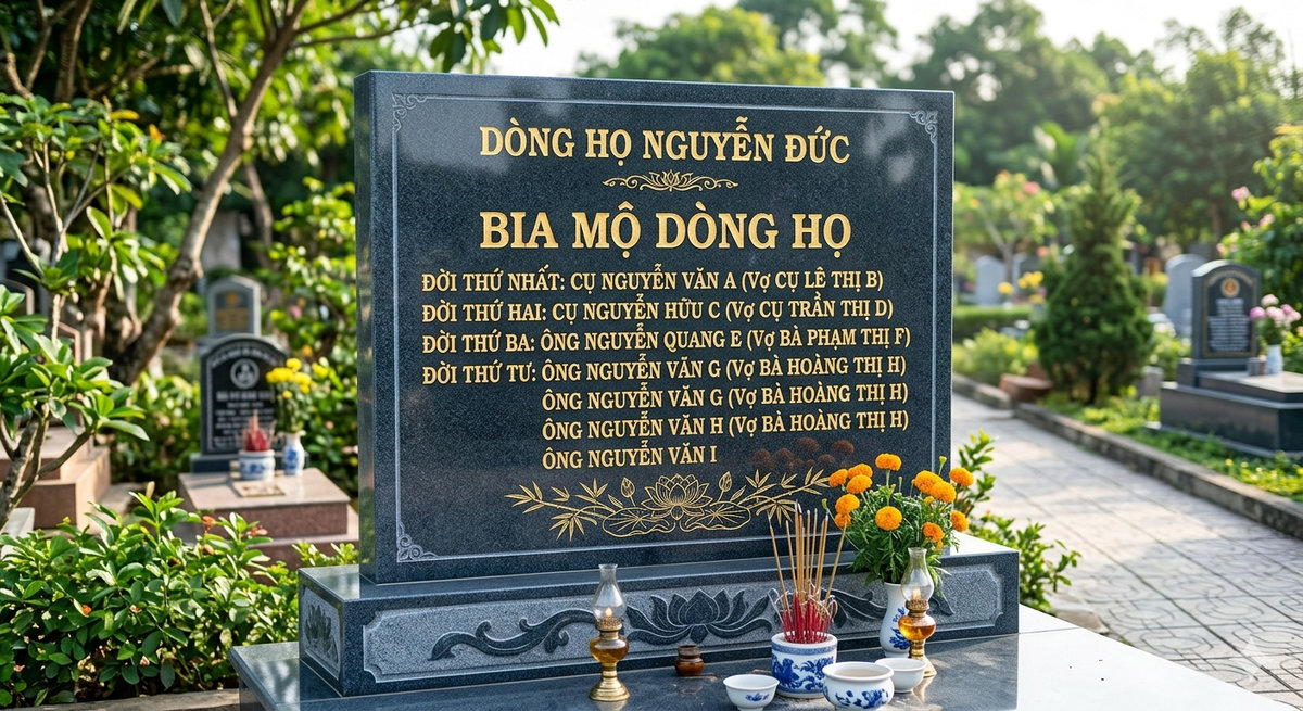 Bố trí cách ghi bia mộ dòng họ đúng
