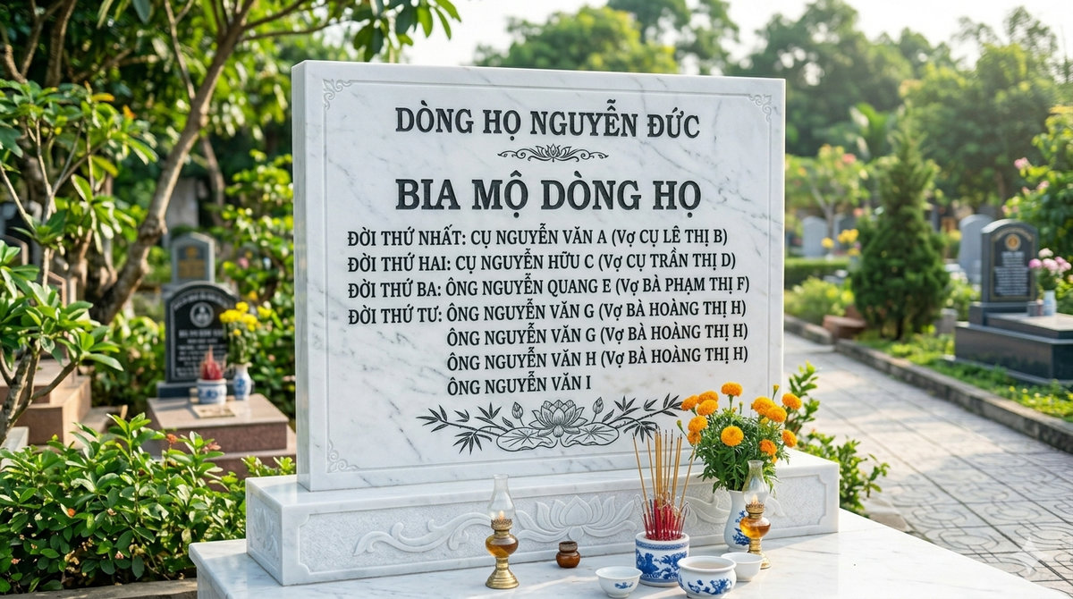 Cách ghi bia mộ dòng họ rõ nét, trang trọng