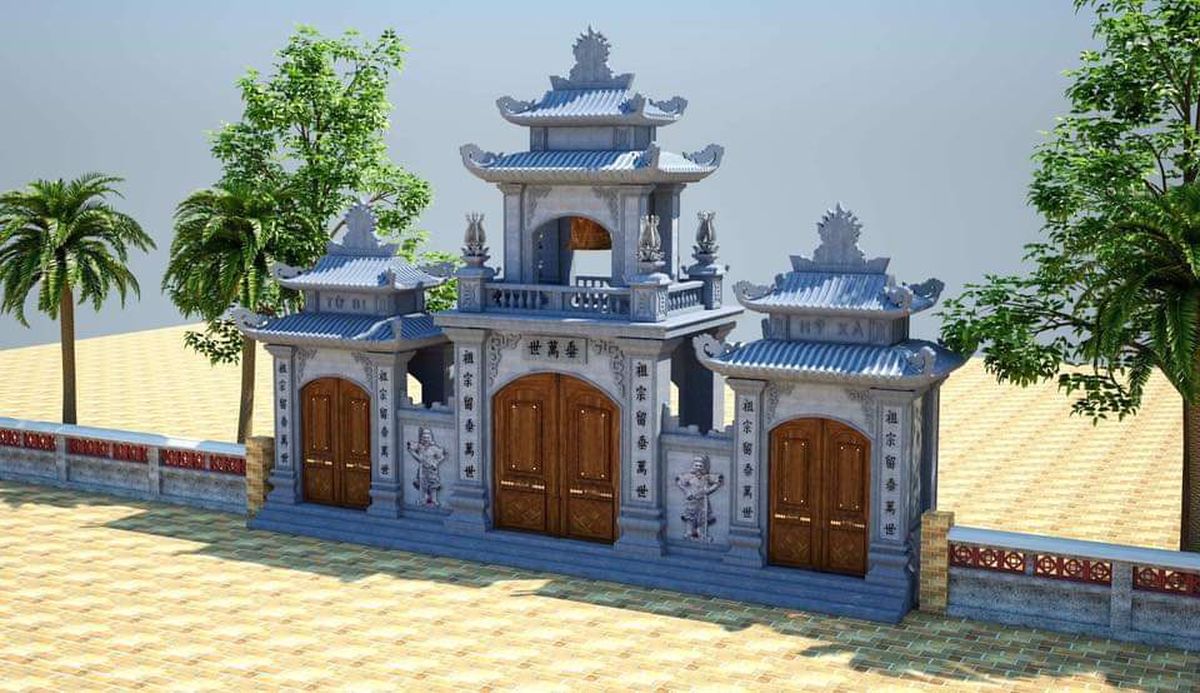 Đá xanh Ninh Bình nổi bật với vẻ cổ kính, chắc chắn và khả năng chịu mưa nắng tốt, thường dùng cho bia mộ mang yếu tố truyền thống