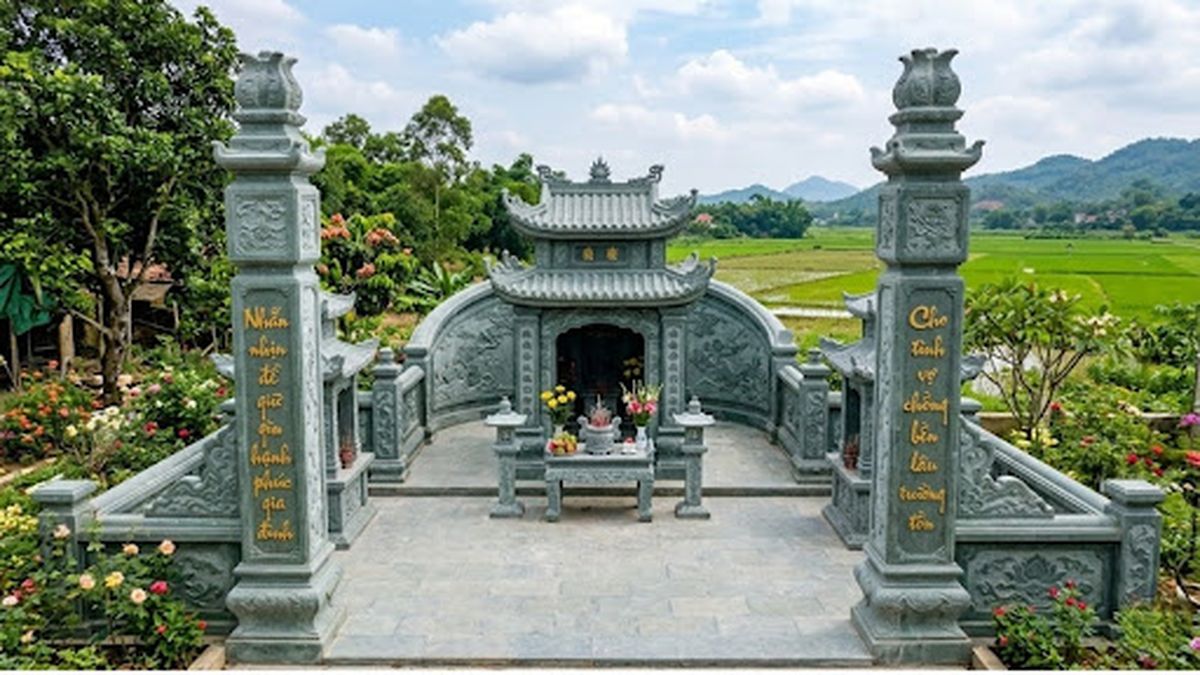 Câu đối khắc trên lăng mộ vợ chồng