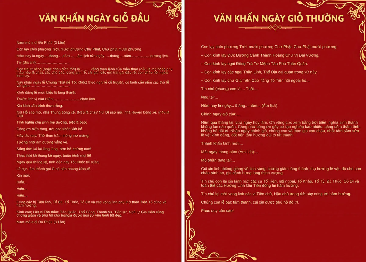 Mẫu văn khấn cúng thất