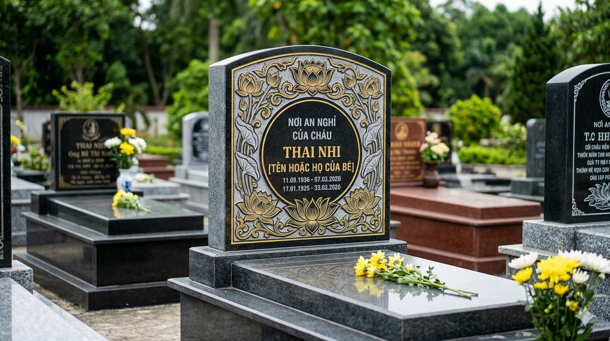 Hình ảnh minh họa cách ghi bia mộ thai nhi chi tiết